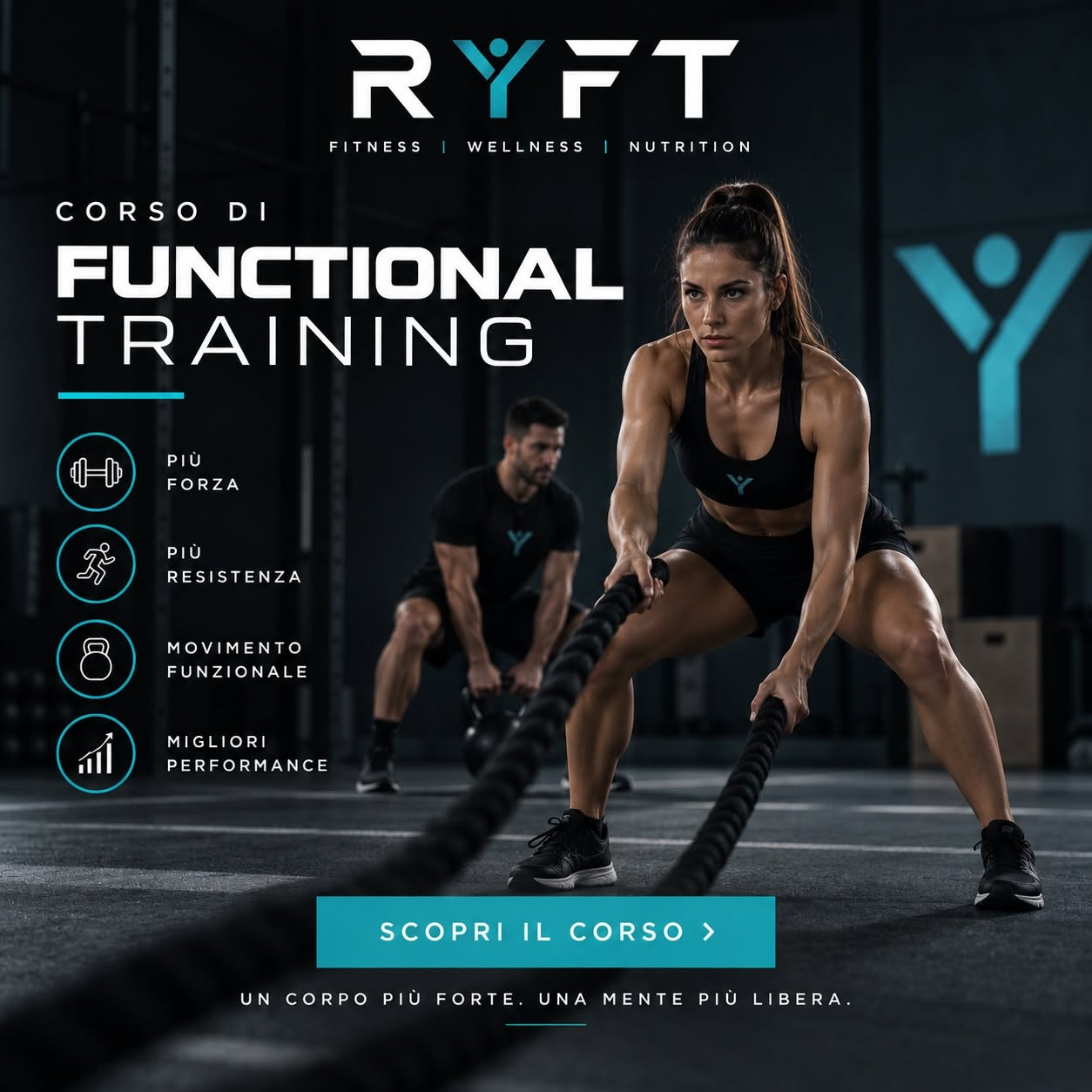Corso di Functional Training RYFT con battle rope